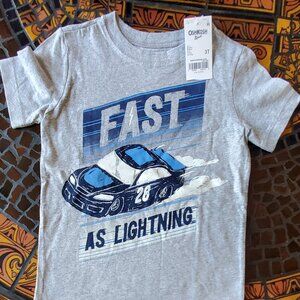 Toddler Boys Fast As Lightning Race Car T-shirt by OshKosh B'Gosh NWT 3T